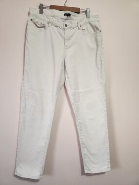 Eileen Fisher Organic Cotton Twill Stretch Slim Ankle Jeans Off-White Size 12